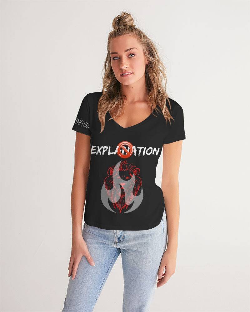 Camiseta sin explicación con cuello en V para mujer 