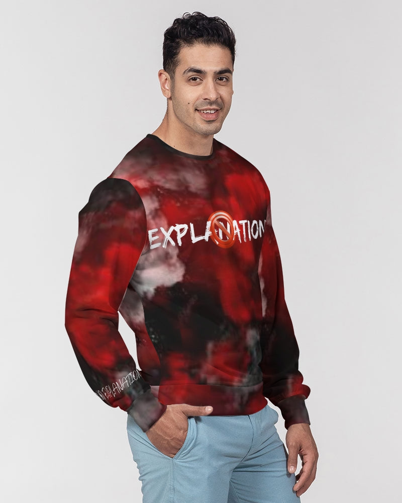 Black Red White Smoke Men's Classic French Terry Crewneck Pullover