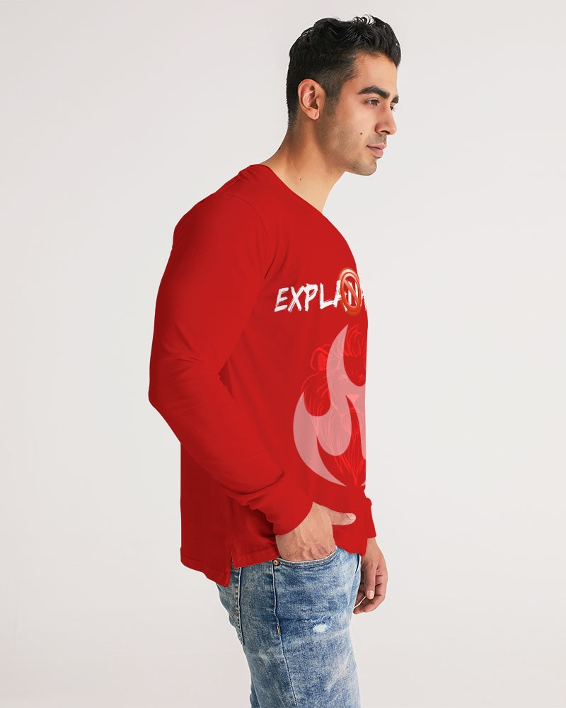Camiseta de manga larga para hombre roja sin explicación 