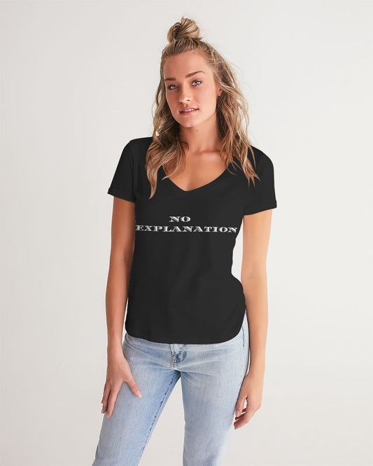 Camiseta con cuello en V para mujer Simple Black Sin explicación 