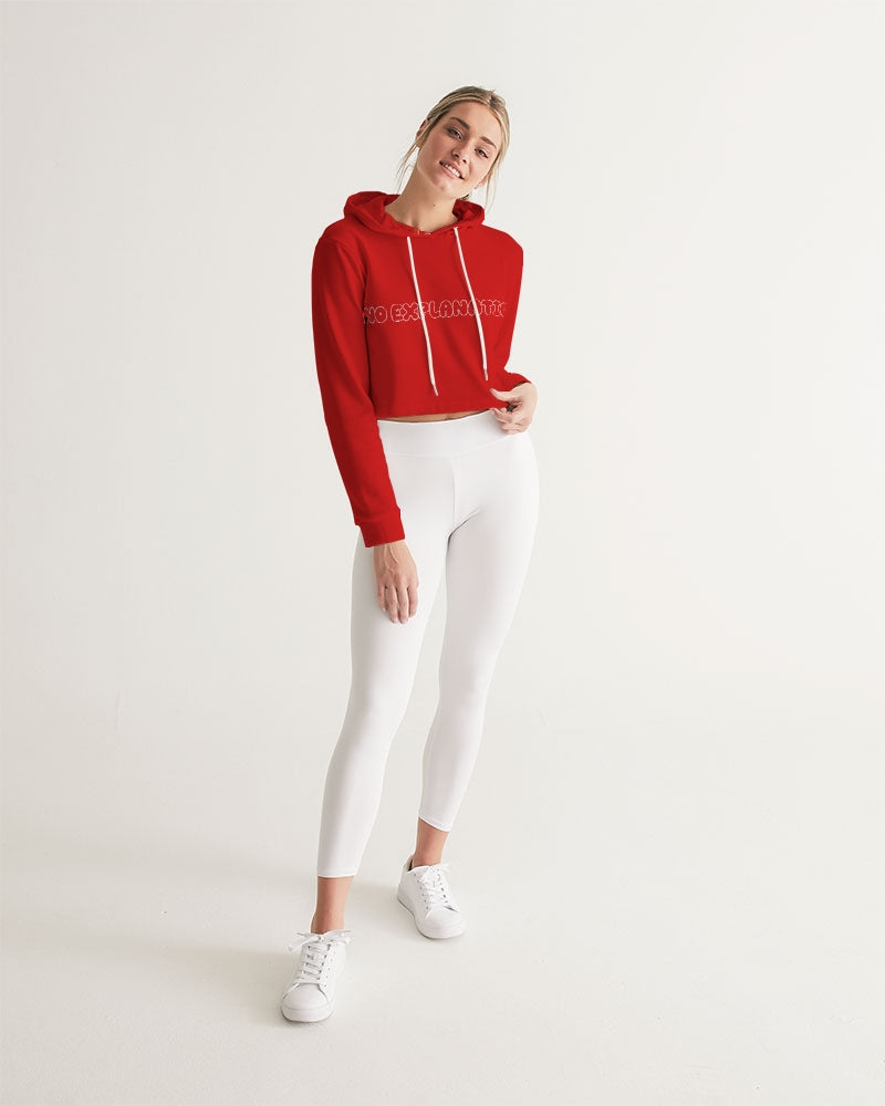 Red No Explanation Women's Cropped Hoodie