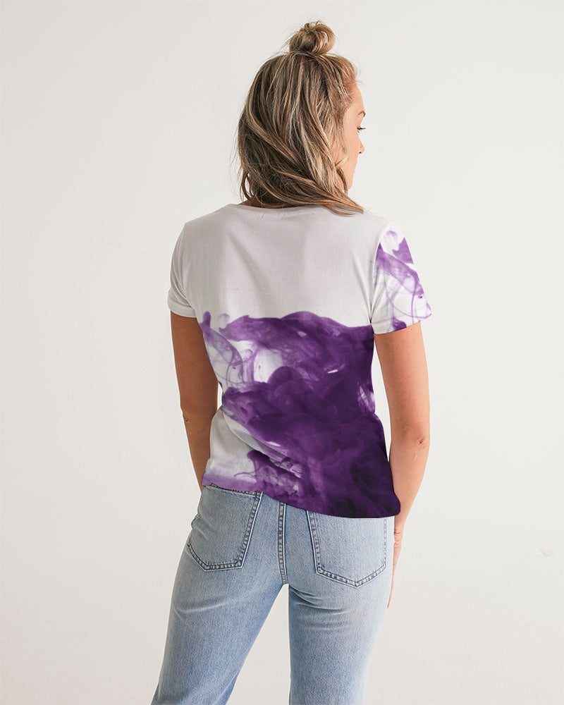 Camiseta con cuello en V para mujer Purple Smoke Mist 