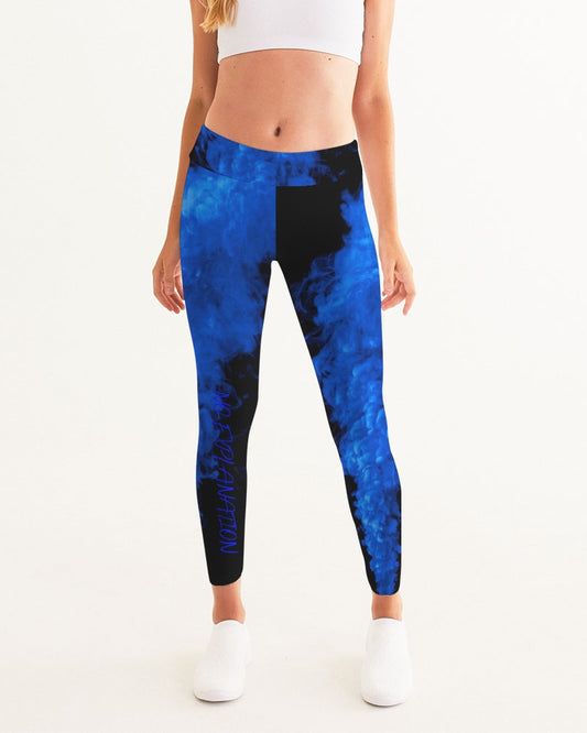 Pantalones de yoga negros con humo azul para mujer 