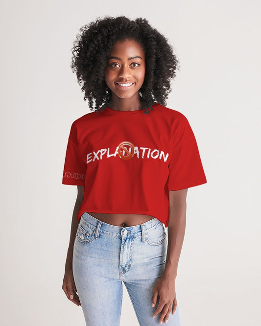 Camiseta corta roja sin explicación para mujer 
