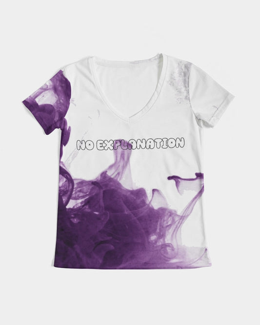 Camiseta con cuello en V para mujer Purple Smoke Mist 