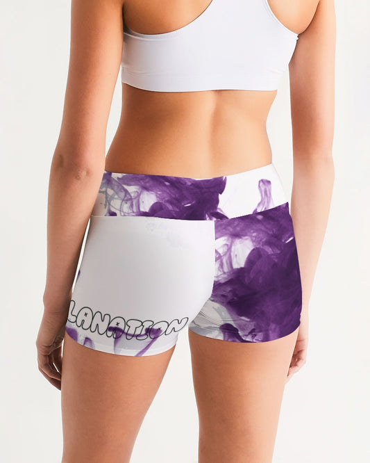 Purple Smoke Mist Women's Mid-Rise Yoga Shorts