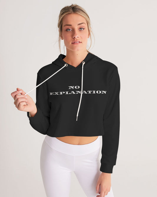 Simple Black No Explanation Women's Cropped Hoodie