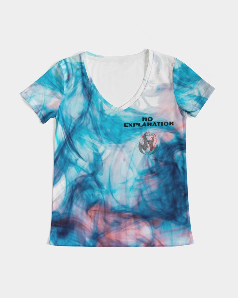 Camiseta con cuello en V para mujer Tie Dye Smoke 