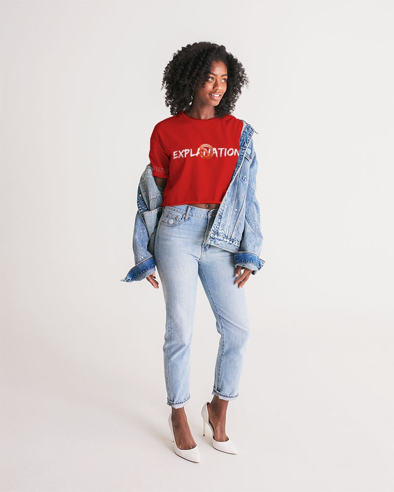 Red No Explanation Women's Lounge Cropped Tee
