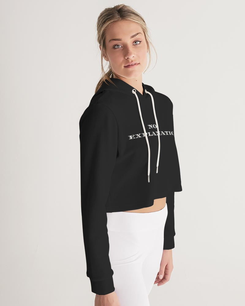 Simple Black No Explanation Women's Cropped Hoodie