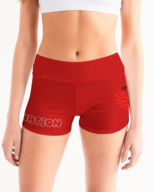 Shorts de yoga de tiro medio para mujer sin explicación en rojo 