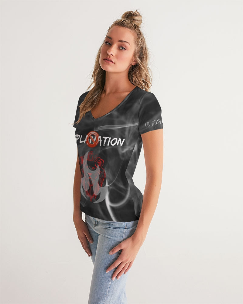 Camiseta con cuello en V para mujer Black Smoke 