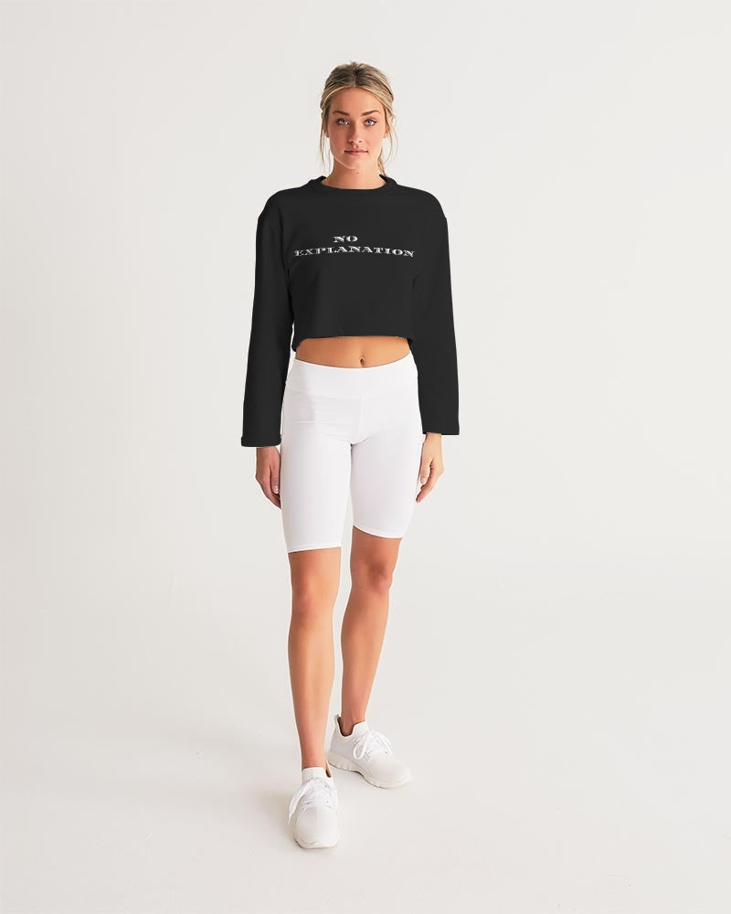 Simple Black No Explanation Women's Cropped Sweatshirt