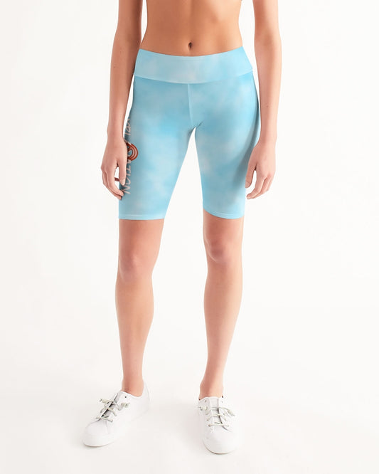 Sky Blue Cloud Women's Mid-Rise Bike Shorts
