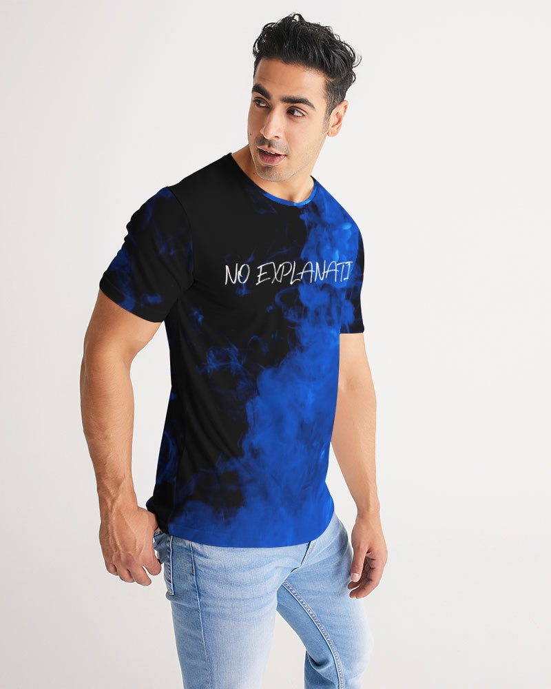 Camiseta negra con humo azul para hombre 