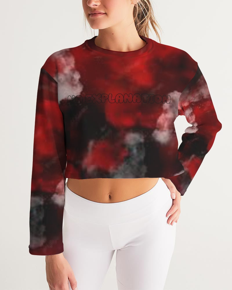 Black Red White Smoke Women's Cropped Sweatshirt