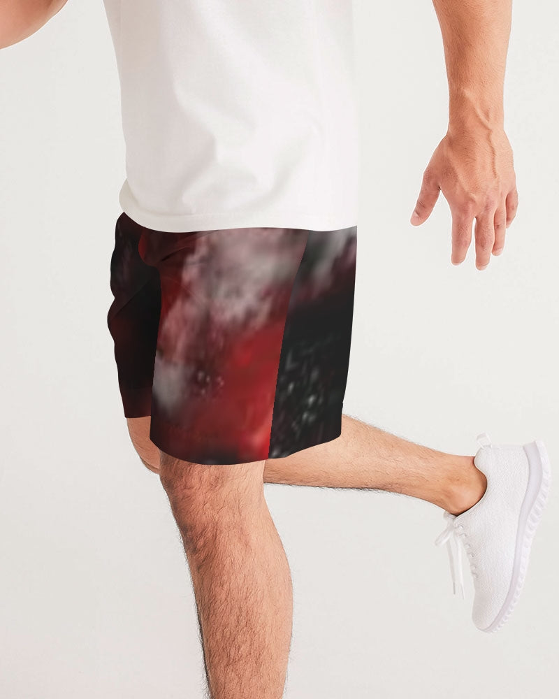 Black Red White Smoke Men's Jogger Shorts